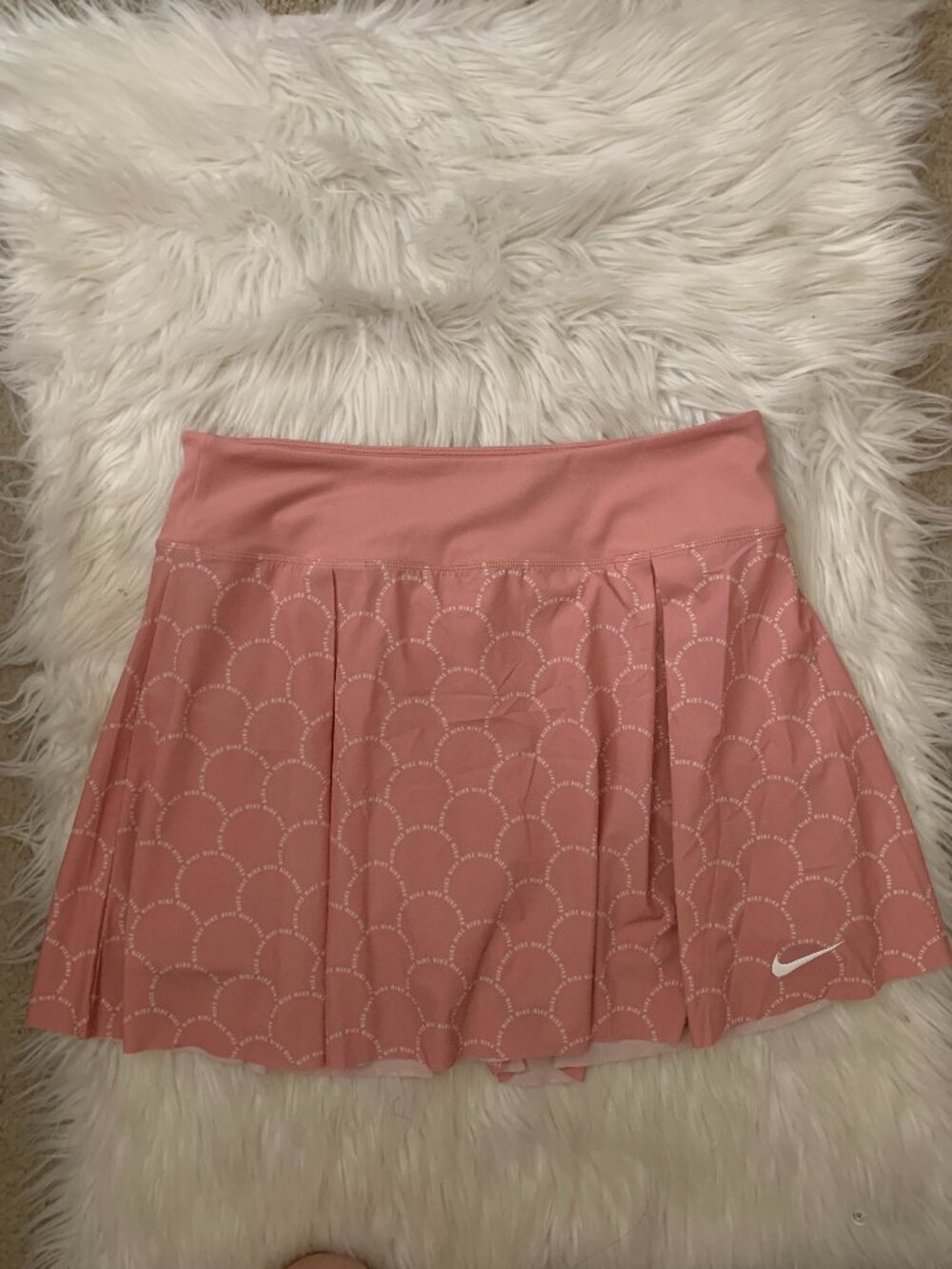 NIKE Advantage Scalloped Printed Tennis Skort in Red Stardust Sz LARGE